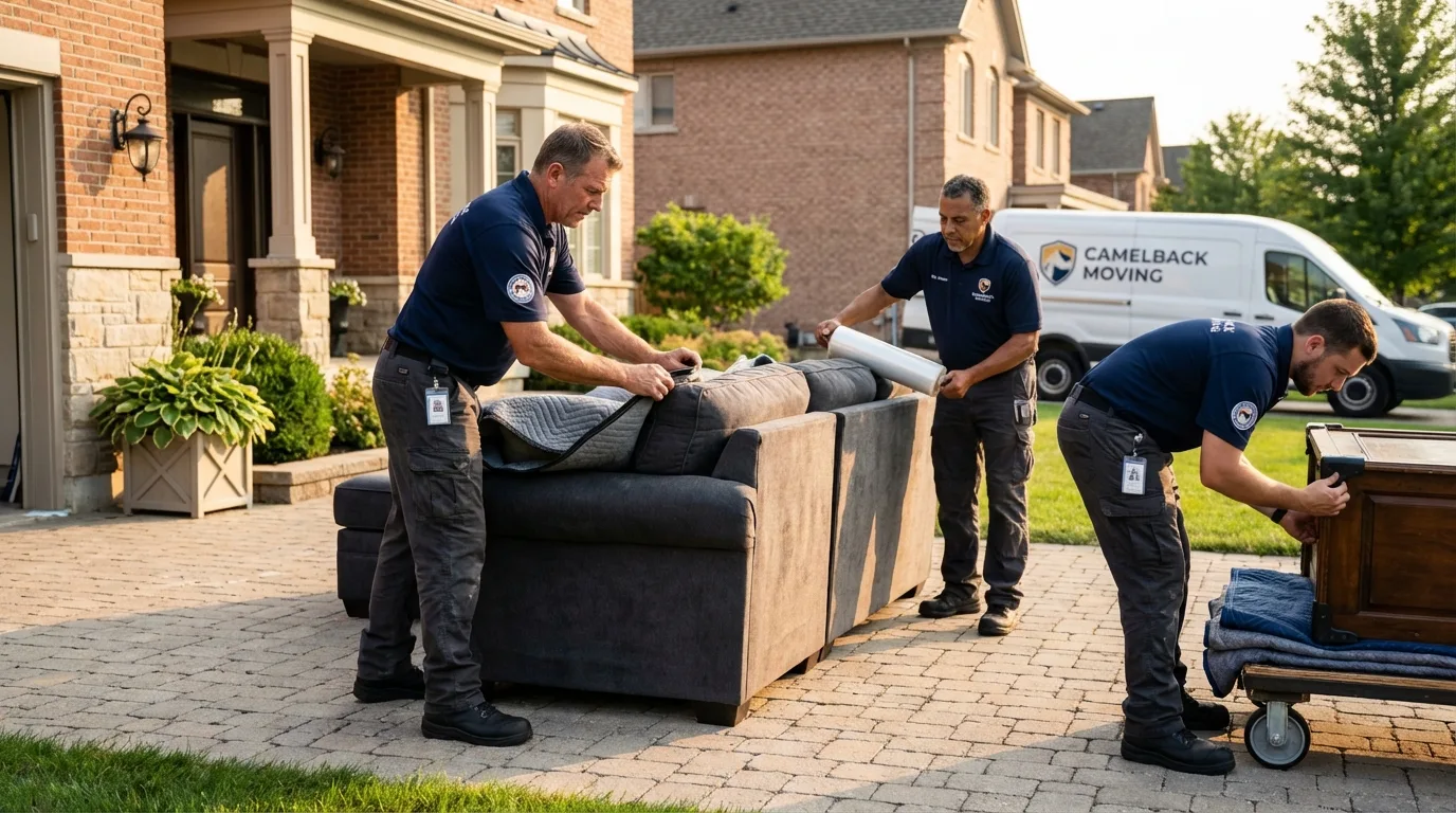 Large estate moving crew wrapping furniture in California, MO
